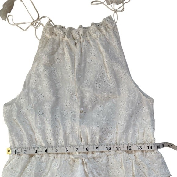 Skylar + Madison NEW White Eyelet Keyhole Smocked Summer Mini Dress Womens Small - Picture 12 of 13